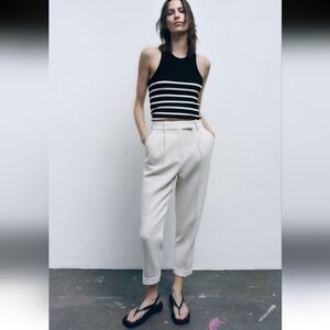 Zara  Striped Knit Sleeveless Top Size Large Black & White ( Instagram Favorite)